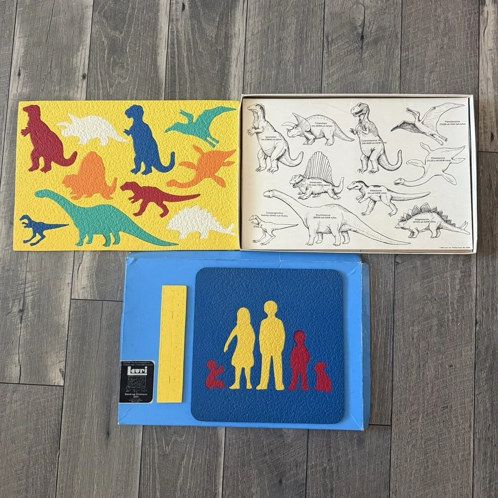 Vintage 1984 Lauri Foam Puzzle Stand-up Dinosaurs 2255 Complete Learning Set Toy